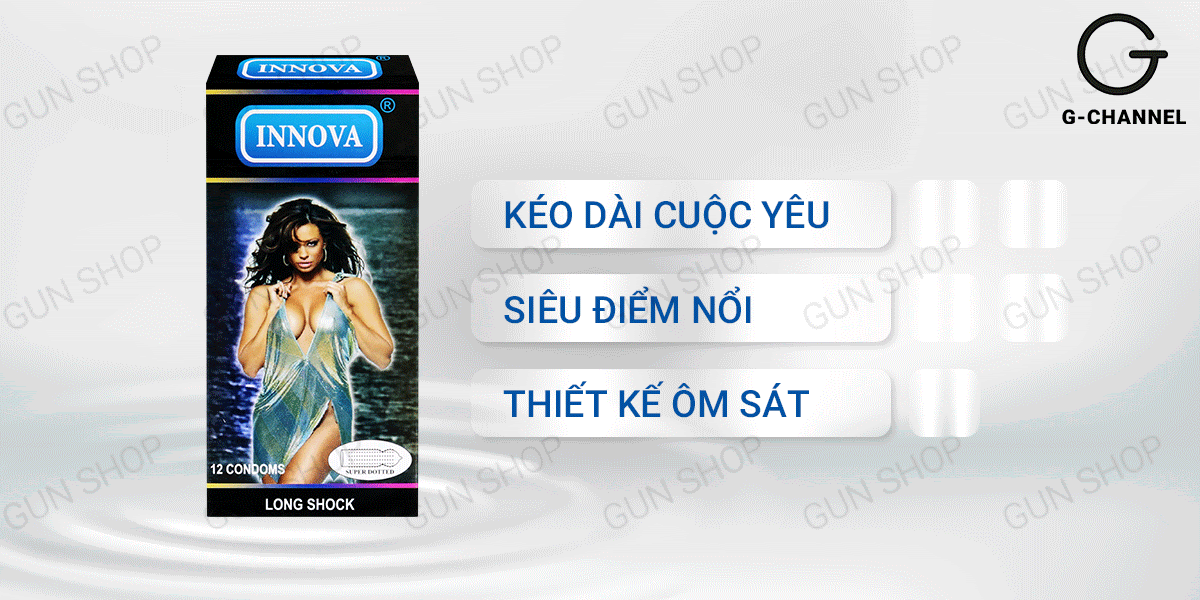 Kho sỉ Bao cao su gân gai Innova Đen Kéo dài thời gian 12 cái giá rẻ Kho sỉ Bao cao su gân gai Innova Đen Kéo dài thời gian 12 cái giá rẻ