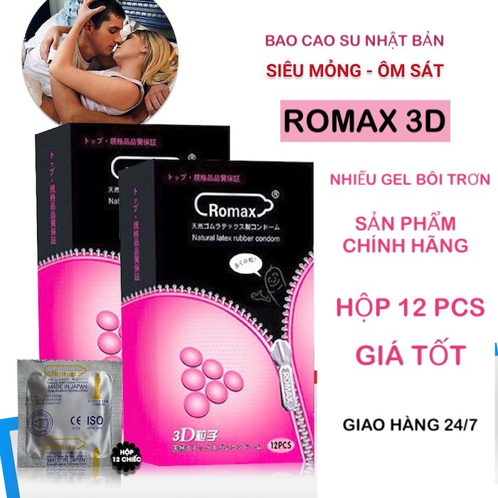 Shop bán Bao cao su Romax 3D khoá kéo gân gai siêu mỏng - Hộp 12 cái nhập khẩu Shop bán Bao cao su Romax 3D khoá kéo gân gai siêu mỏng - Hộp 12 cái nhập khẩu