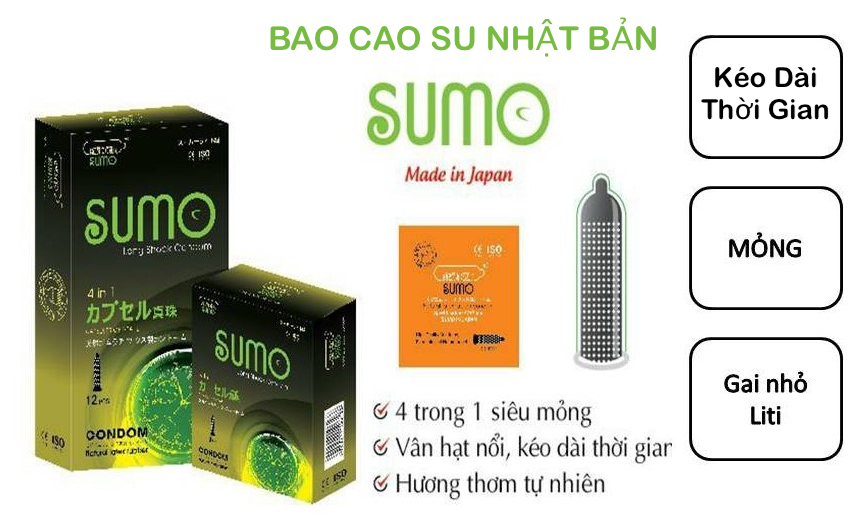 Cửa hàng bán Bao cao su Sumo long shock 4 in 1 gân gai hộp 12c shop bcs giá rẻ nhập khẩu Cửa hàng bán Bao cao su Sumo long shock 4 in 1 gân gai hộp 12c shop bcs giá rẻ nhập khẩu