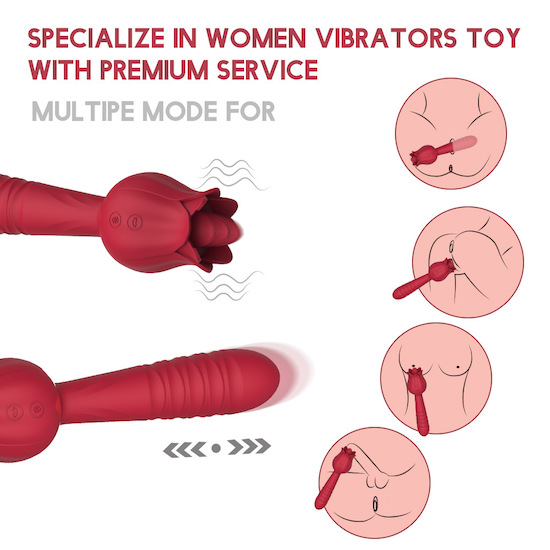Bảng giá Dương vật giả 2 đầu rung thụt kèm lưỡi liếm hình bông hoa hồng chày rung massage giá tốt Bảng giá Dương vật giả 2 đầu rung thụt kèm lưỡi liếm hình bông hoa hồng chày rung massage giá tốt