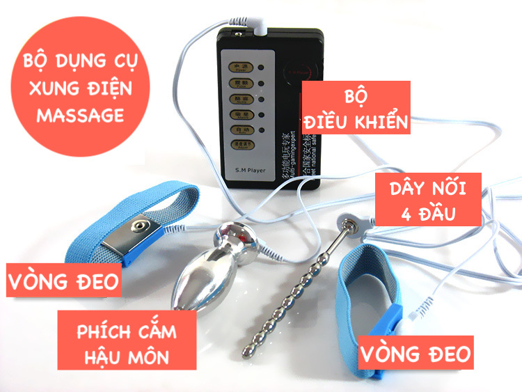 Kho sỉ Bộ dụng cụ xung điện massage hậu môn và dương vật cực phê hàng xách tay Kho sỉ Bộ dụng cụ xung điện massage hậu môn và dương vật cực phê hàng xách tay
